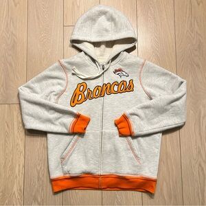 NFL Denver Broncos Full-Zip Hoodie Heather Gray Orange Women’s Large
